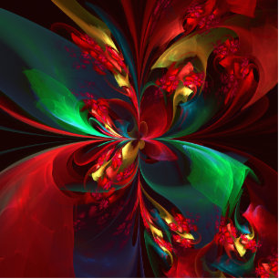 Modern Floral Abstract Art Red Green Pattern #11 Cutout
