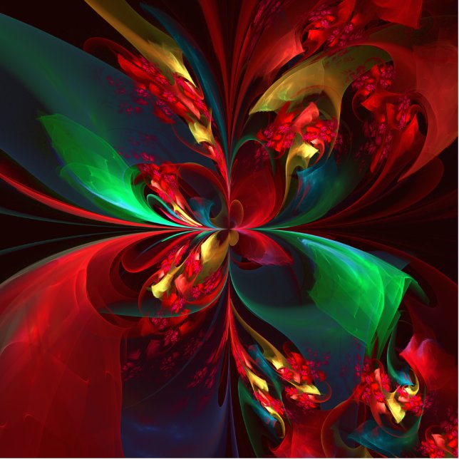 Modern Floral Abstract Art Red Green Pattern #11 Cutout (Front)