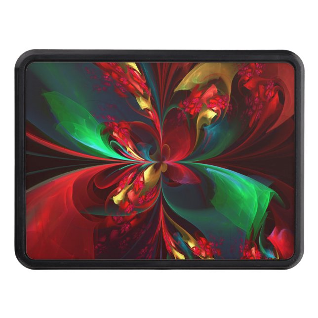 Modern Floral Abstract Art Red Green Pattern #11 Hitch Cover (Front)