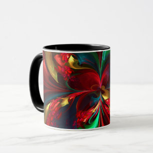 Modern Floral Abstract Art Red Green Pattern #11 Mug