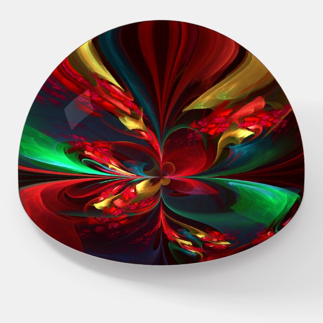 Modern Floral Abstract Art Red Green Pattern #11 Paperweight (Angled)