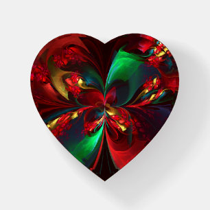 Modern Floral Abstract Art Red Green Pattern #11 Paperweight