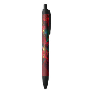 Modern Floral Abstract Art Red Green Pattern #11 Pen