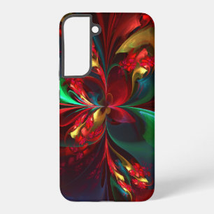 Modern Floral Abstract Art Red Green Pattern #11 Samsung Galaxy S22+ Case
