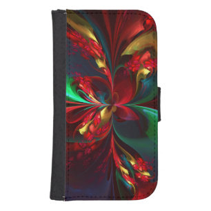 Modern Floral Abstract Art Red Green Pattern #11 Galaxy S4 Wallet Case