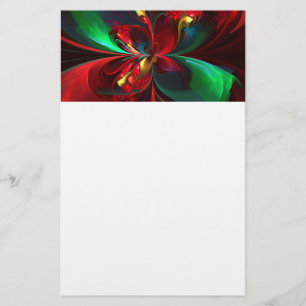 Modern Floral Abstract Art Red Green Pattern #11 Stationery