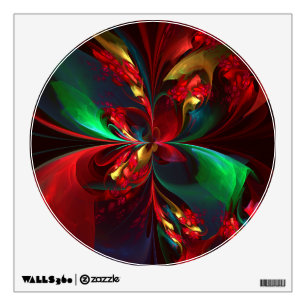Modern Floral Abstract Art Red Green Pattern #11 Wall Decal