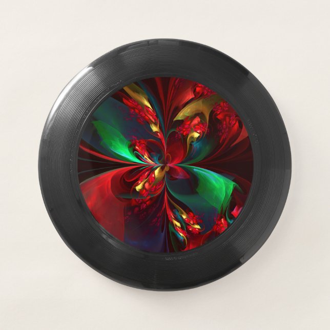 Modern Floral Abstract Art Red Green Pattern #11 Wham-O Frisbee (Front)