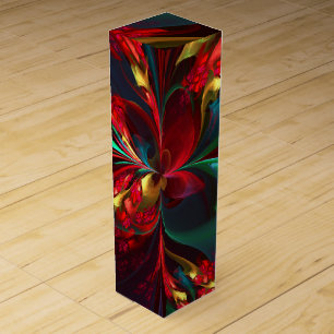 Modern Floral Abstract Art Red Green Pattern #11 Wine Box
