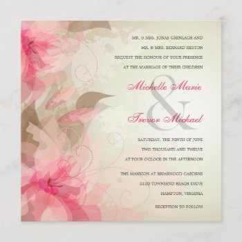 Modern Floral Abstract Wedding Invitations by deluxebridal at Zazzle