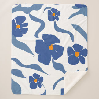 Modern Floral Aesthetic Coastal Summer Sherpa Blanket