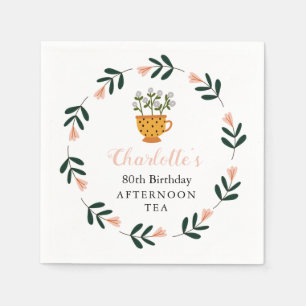 Modern Floral Afternoon Tea Birthday  Napkins