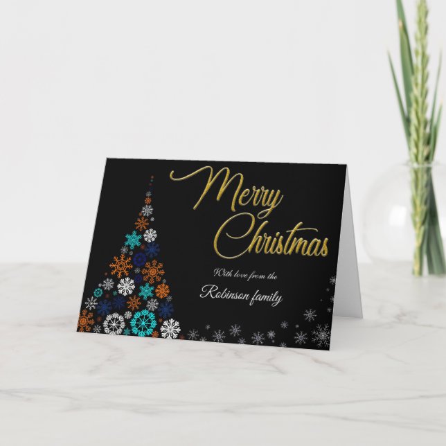 Modern, Floral and Bold Christmas Card (Front)