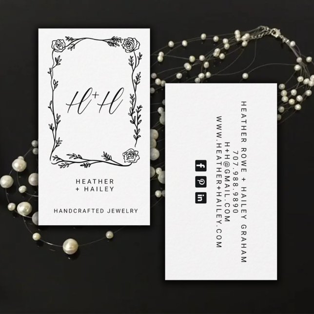 Modern Floral And Vines Border Jewelry Designer Business Card (Creator Uploaded)