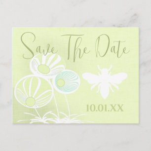 Modern Floral Apple Green Bubble Bee Announcement Postcard