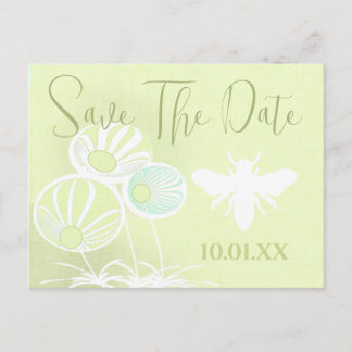 Modern Floral Apple Green Bubble Bee Announcement Postcard