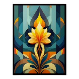 Modern Floral Art Deco Poster. Poster