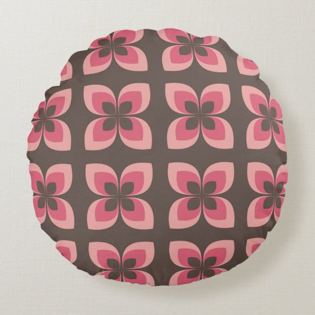 Modern Floral Art Design Round Pillow (Front)