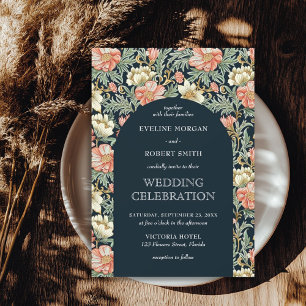 Modern floral Art Nouveau William Morris wedding Invitation