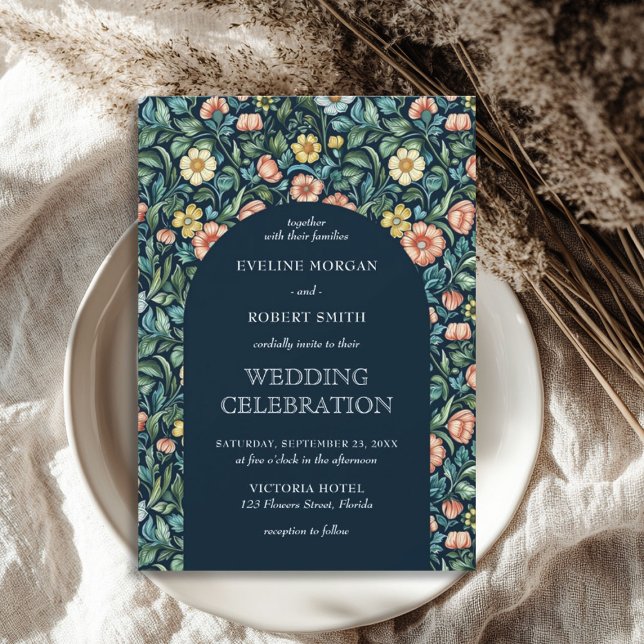 Modern floral Art Nouveau William Morris wedding Invitation (Modern floral Art Nouveau William Morris wedding Invitation)