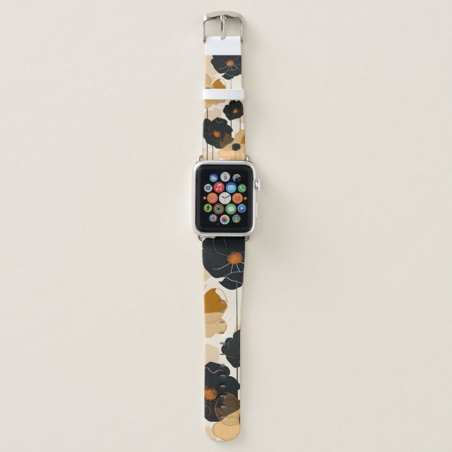 Modern Floral Art Print Apple Watch Band (Front)