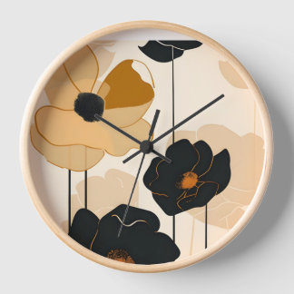 Modern Floral Art Print Clock