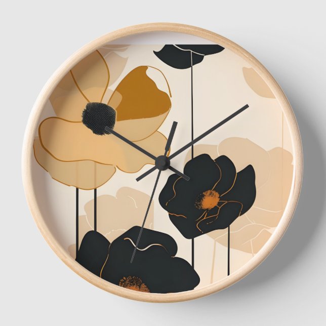 Modern Floral Art Print Clock (Front)