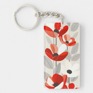 Modern Floral Art Print Keychain