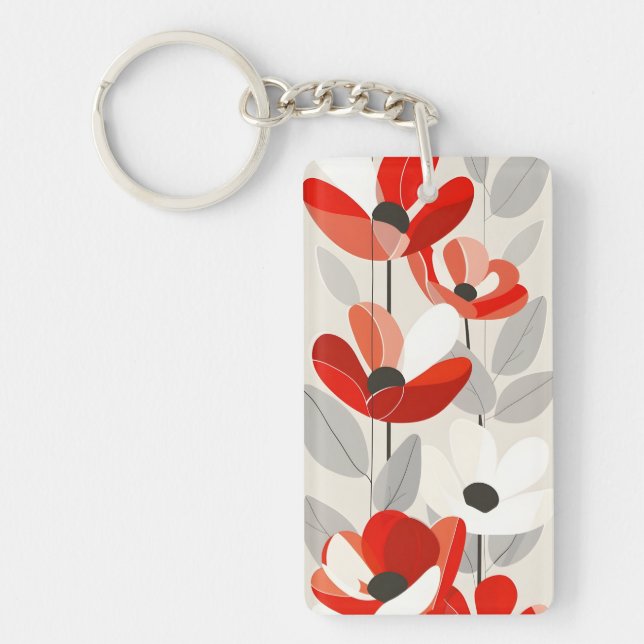 Modern Floral Art Print Keychain (Front)