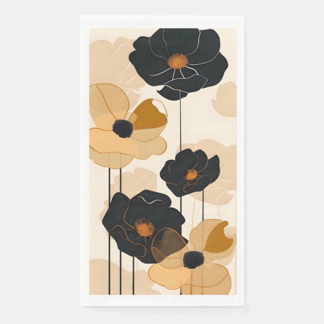Modern Floral Art Print Paper Guest Towels (Front)
