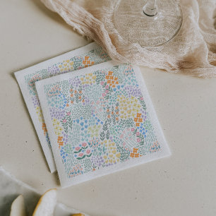 Modern Floral  Baby In Bloom Baby Shower Napkins
