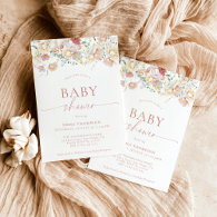 Modern Floral Baby Shower | Boho Baby Shower Invit Invitation