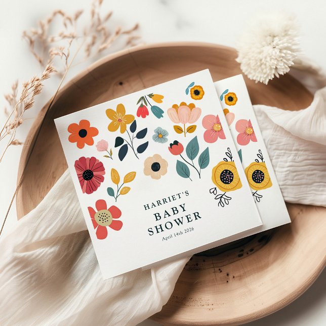 Modern Floral Baby Shower Napkins (Creator Uploaded)