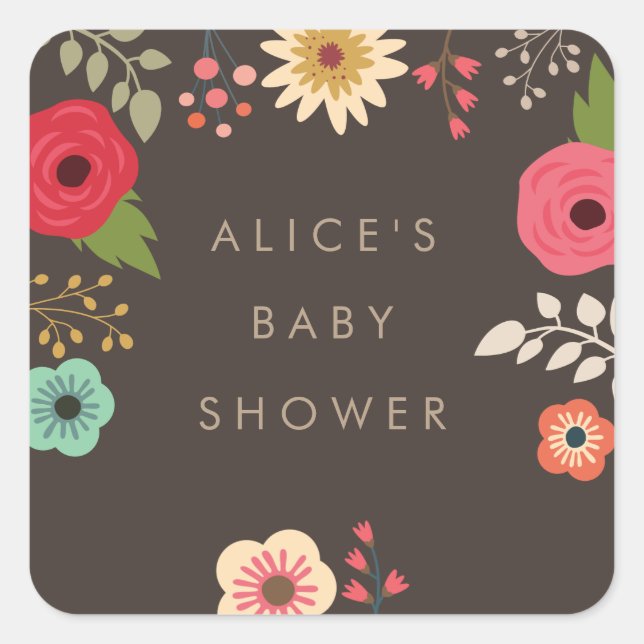 MODERN FLORAL BABY SHOWER STICKERS (Front)