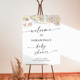 Modern Floral Baby Shower Welcome Sign