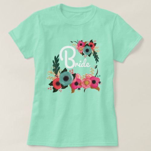 Modern Floral Bachelorette Party Bride T_Shirts