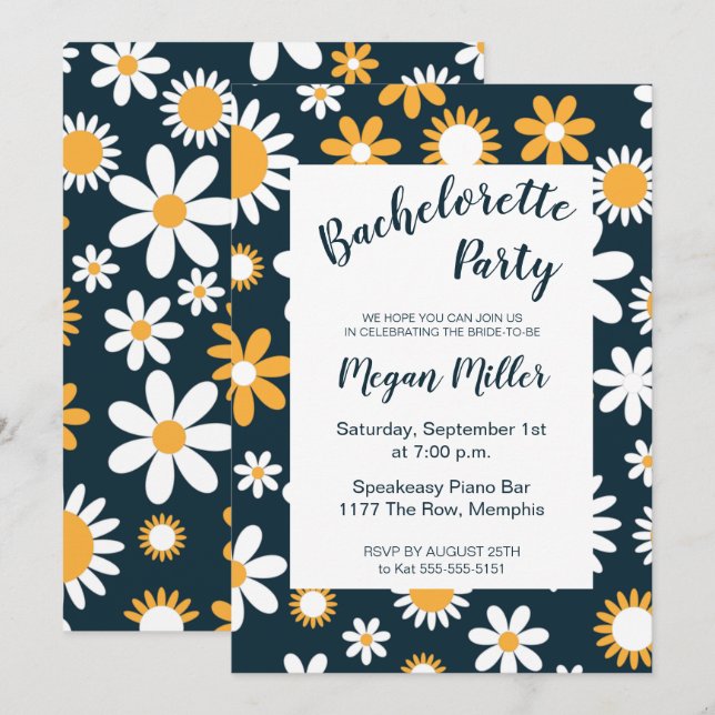 Modern Floral Bachelorette Party Invitation (Front/Back)