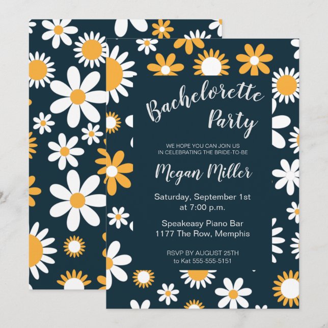 Modern Floral Bachelorette Party Invitation (Front/Back)