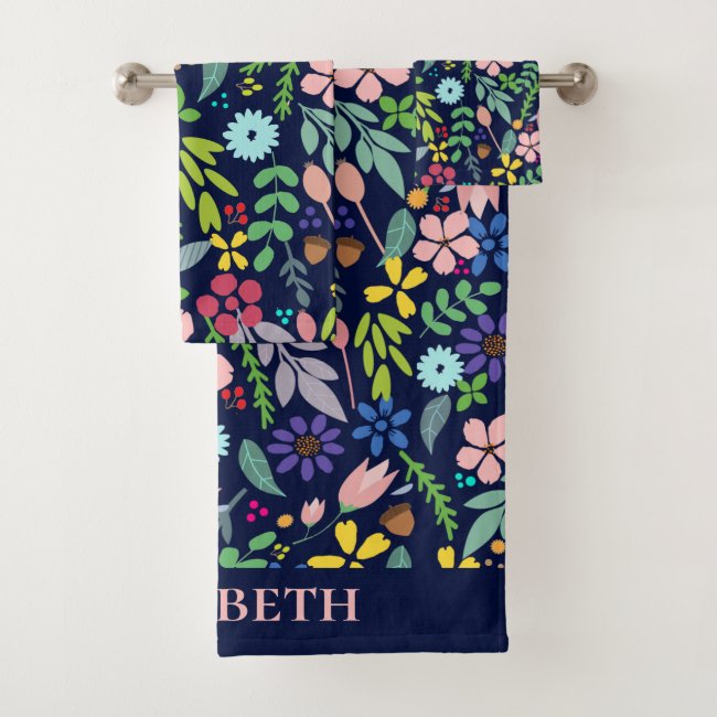 Modern Floral bath towel set