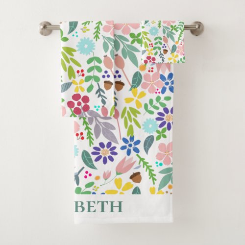 Modern Floral bath towel set