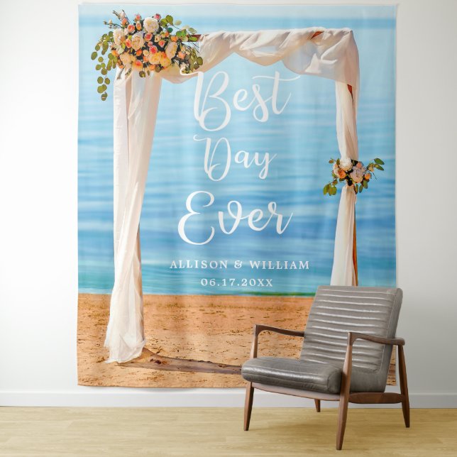 Modern Floral Beach Backdrop Photo Prop Wedding (In Situ)