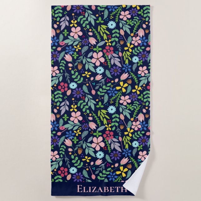 Modern Floral Beach Towel (Front)