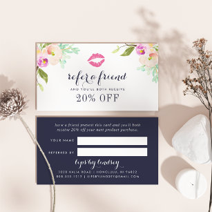 Modern Floral   Beauty Business Referral Card