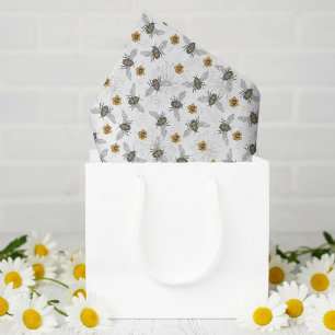 Modern Floral Bee Pattern Tissue Paper