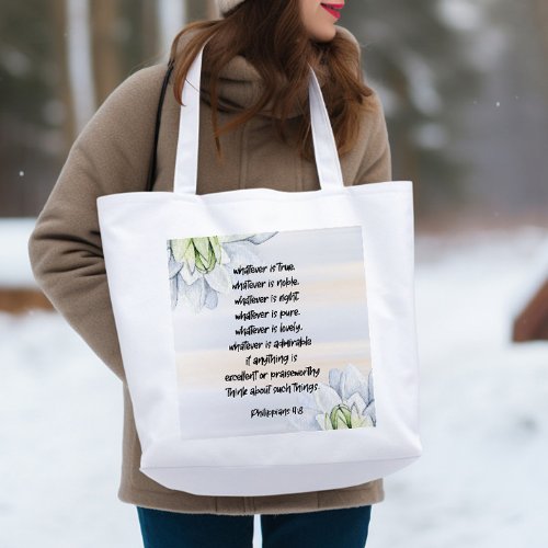 Modern Floral Bible verse  Tote Bag