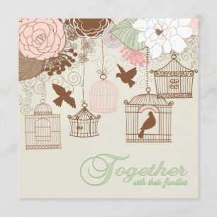 Modern Floral Birdcage Wedding Invitation