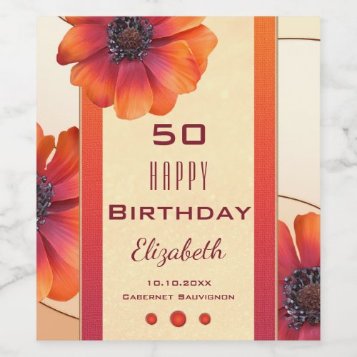 Modern Floral Birthday Wine Label