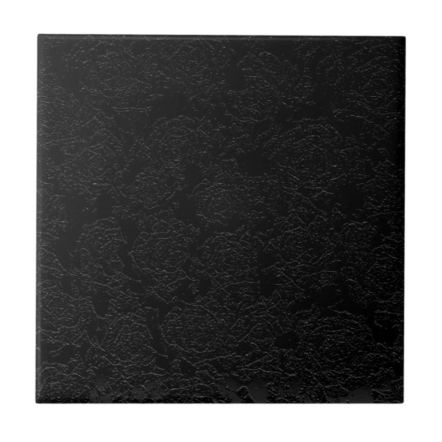 Modern Floral Black Contemporary Pattern Ceramic Tile (Front)