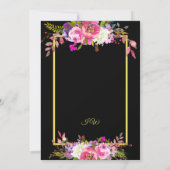 Modern Floral Black Gold Bridal Shower Invitation (Back)