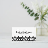 Modern Floral Black White Flower Pattern Business Card (Standing Front)